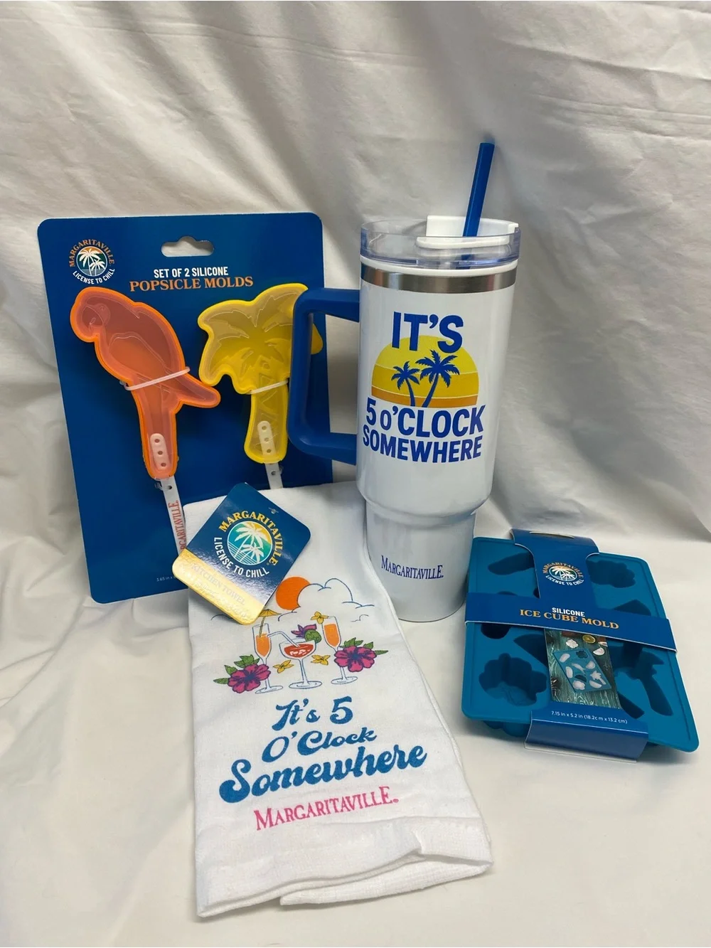 Margaritaville White & Blue 'It's 5 O'Clock Somewhere' Tumbler Gift Set 4PC